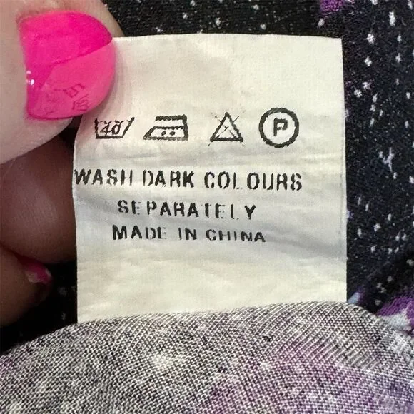 Bloomchic Purple Starry Night V-Neck Shirt Size 14 - Picture 6 of 6